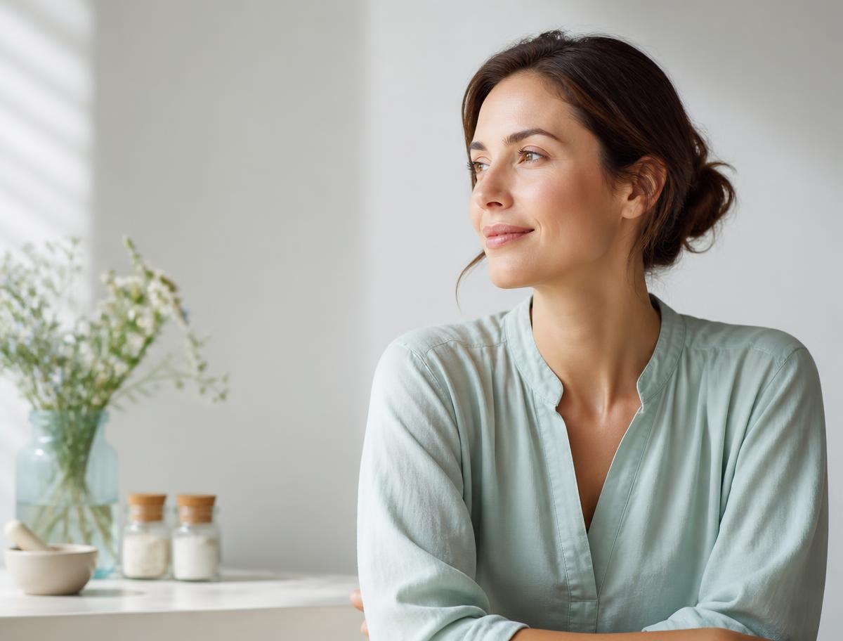 Woman enjoying a calm, healthy wellness moment